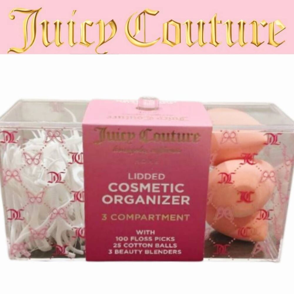 Juicy Couture Home JC Butterfly Logo Lidded Cosmetic‎ Organizer Set